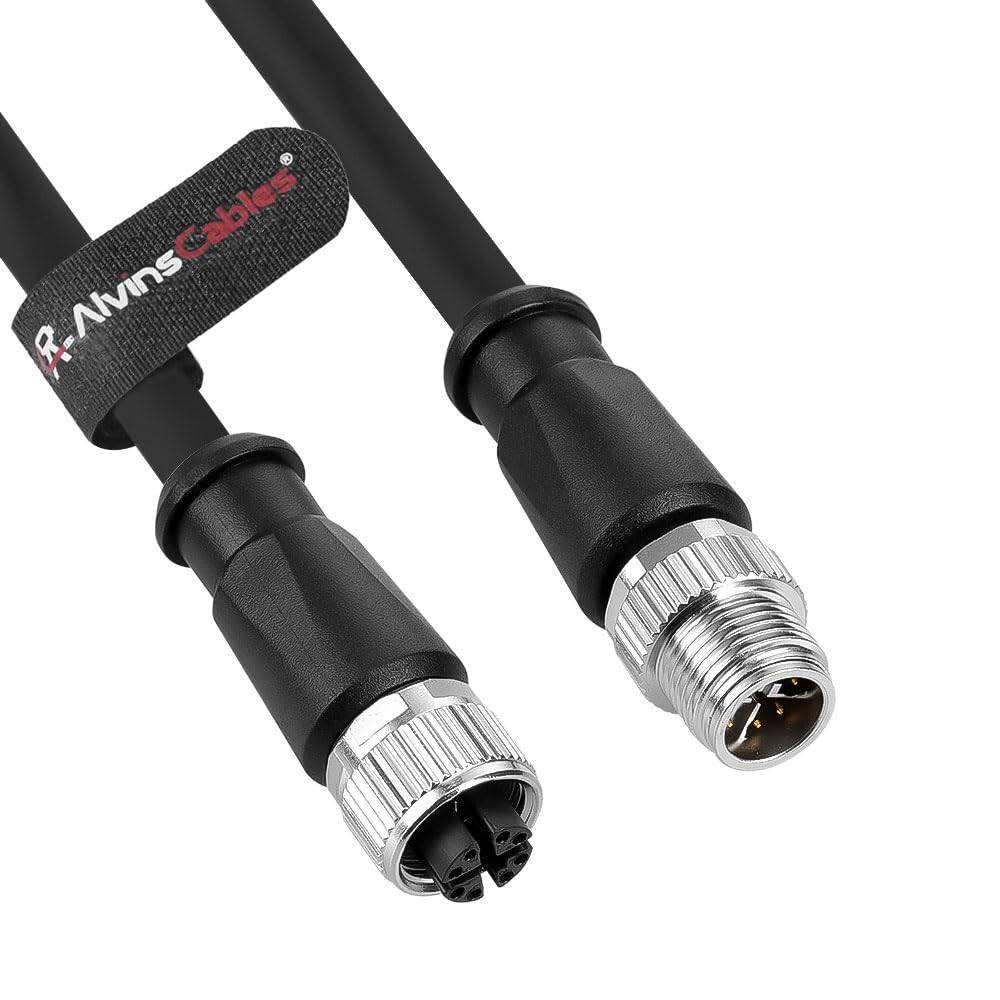 Cavo Ethernet Alvin's Cables M12 X-Code a 8 pin maschio-femmina Cat6a schermato per telecamera industriale Cognex Basler Keyence, catena portacavi ad alta flessibilità, 1 m/3,3 piedi.