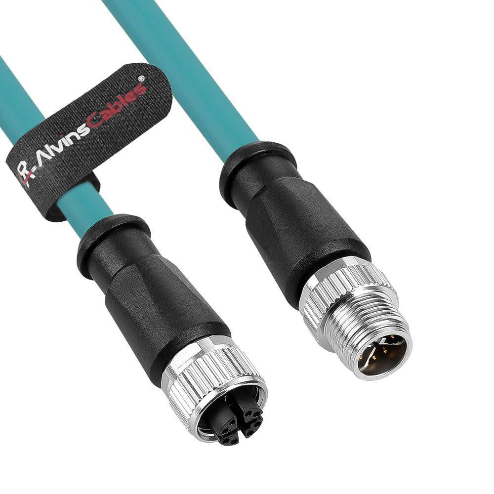 Cavo Ethernet Alvin's Cables M12 X-Code a 8 pin maschio-femmina Cat6a schermato per telecamera industriale Cognex Basler Keyence, catena portacavi ad alta flessibilità, 1 m, verde
