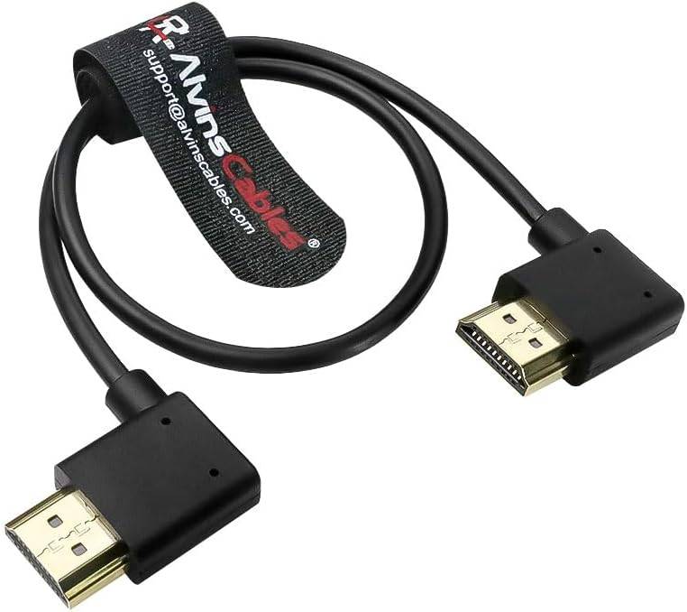 Alvin's Cables Z CAM E2 L 型 8K HDMI 2.1 线缆 30CM，直角高速线缆，适用于相机监视器，兼容 Sony A7S3 FS5 FS7 A7iv、Atomos Ninja V、Portkeys BM5、BMPCC、Panasonic、Canon 等机型。