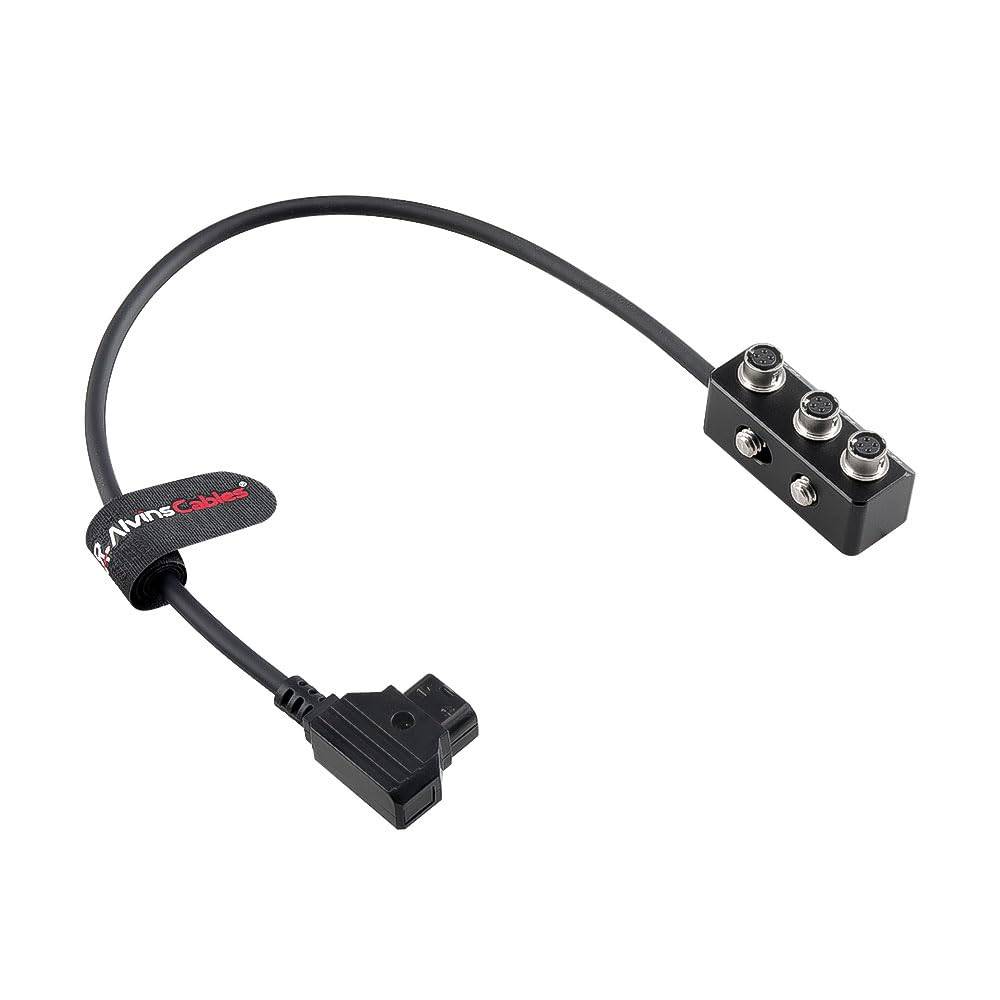 Alvin's Cables 1 to 3 Power Splitter Box Cable Dtap to 3 x Hirose 4 Pin Female Splitter Cable for Sound Devices 688 633, Zoom F4/F8/F8N Audio Recorders, 30cm/11.81in
