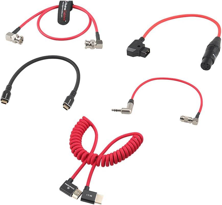 Kit de cabos para câmera Alvin's Cables para Canon C400, cabo de alimentação XLR de 4 pinos para Dtap | DIN 1.0/2.3 para timecode de 3.5 mm | HDMI 8K 2.1 | USB-C para dados e PD | SDI BNC 12G, kit completo de cabeamento para equipamento de câmera
