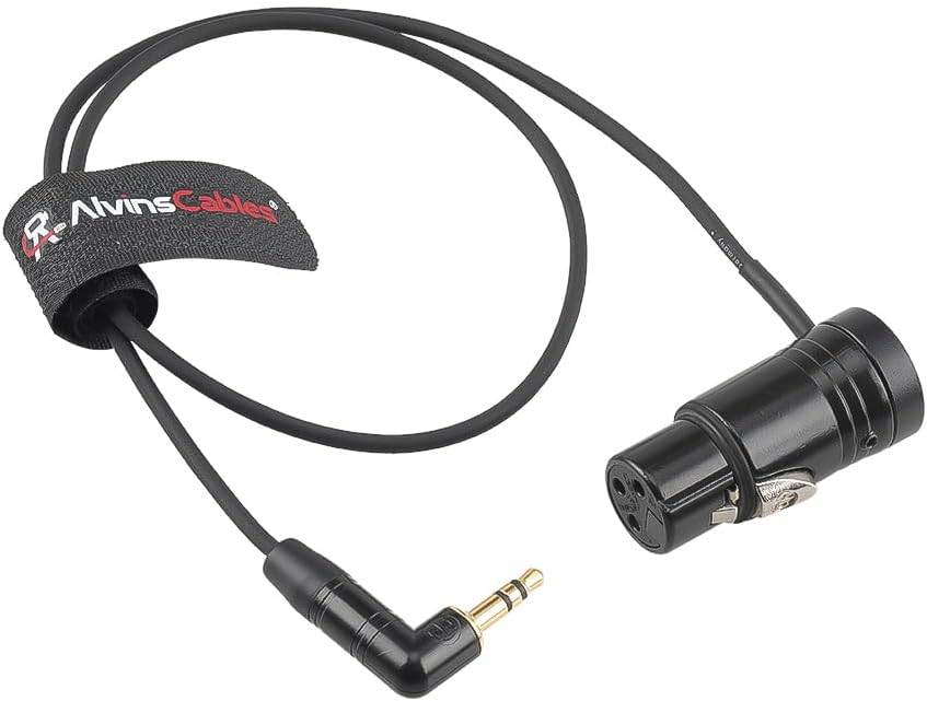 एल्विन केबल्स का लो प्रोफाइल XLR 3 पिन फीमेल से 3.5mm TRS राइट एंगल अनबैलेंस्ड ऑडियो केबल, सोनी, सेन्हाइज़र, रोड वायरलेस और पावर्ड स्पीकर के लिए उपयुक्त, 50cm | 19.68 इंच