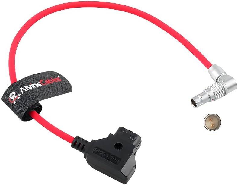 Alvin's Cables 可旋转直角 2 针转 D-tap 电源线，适用于 Z CAM E2 S6/F6，90 度可调，2 针，超柔软，30 厘米/12 英寸