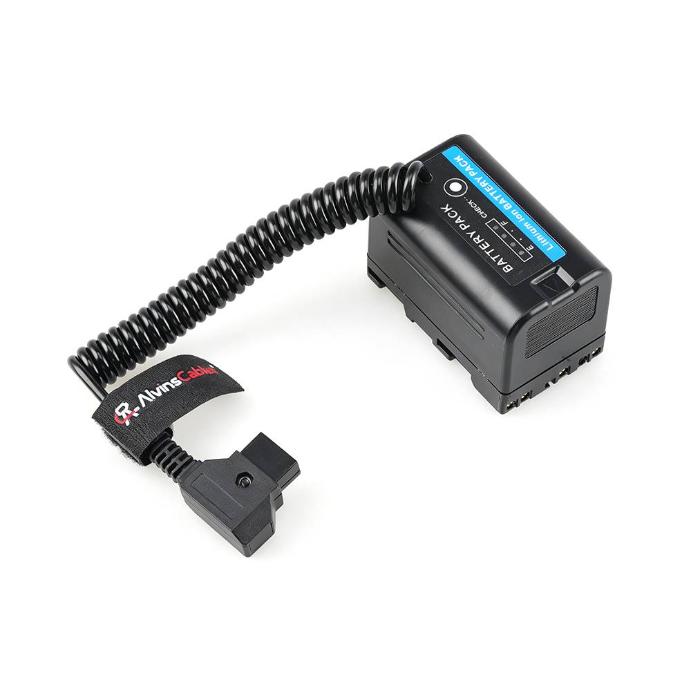 Alvin's Cables BP-U30 假电池转 D-Tap 电源线，完全解码，螺旋式 D-Tap 电源线，适用于 Blackmagic PYXIS 6K/12K、Sony PXW-Z200 和 HXR-NX800 摄像机