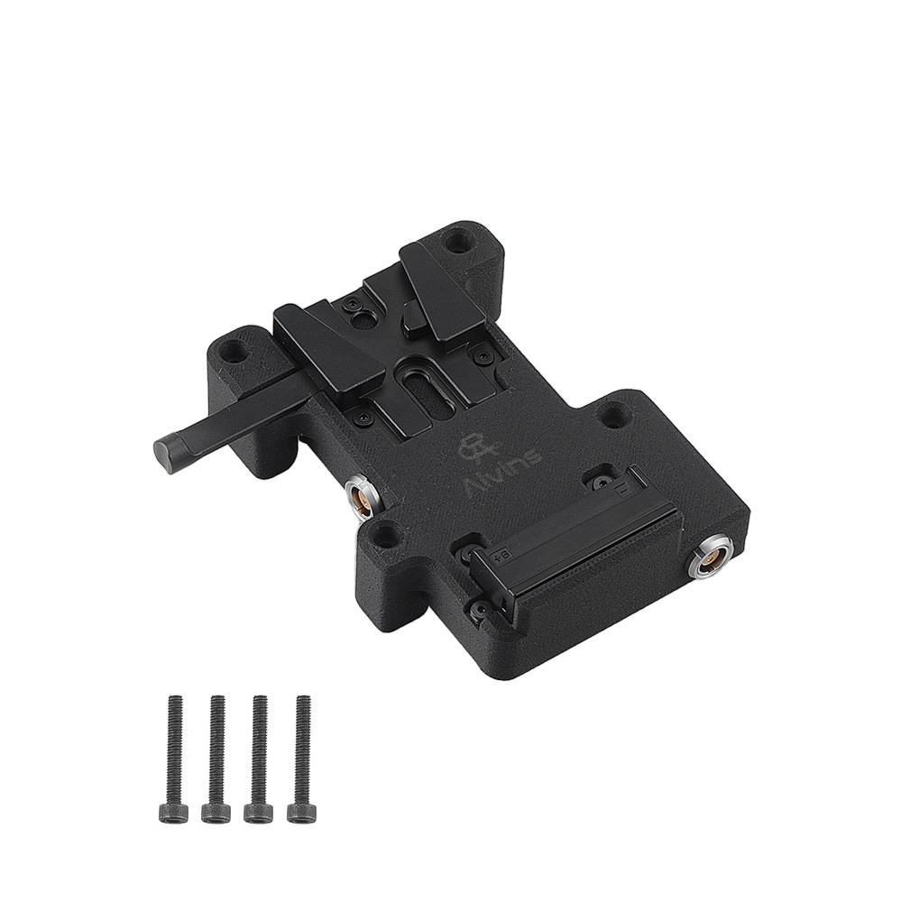 Alvin's Cables V型电池板，适用于SmallHD Ultra 5和Ultra 7，直触式电源，带1个D-Tap接口和2个OB 2针输出接口，黑色