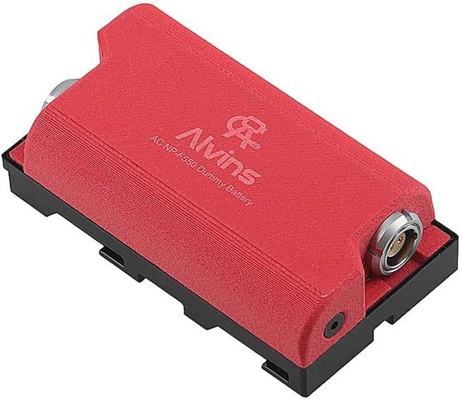 Alvin's Cables NP-F till 2-stiftsadapter, NP-F-attrapbatteriadapter för SmallHD, Blackmagic Video Assist, Atomos-kameramonitorer, med dubbla utbytbara 2-stiftsportar, reglerad 8,4 V-utgång, röd