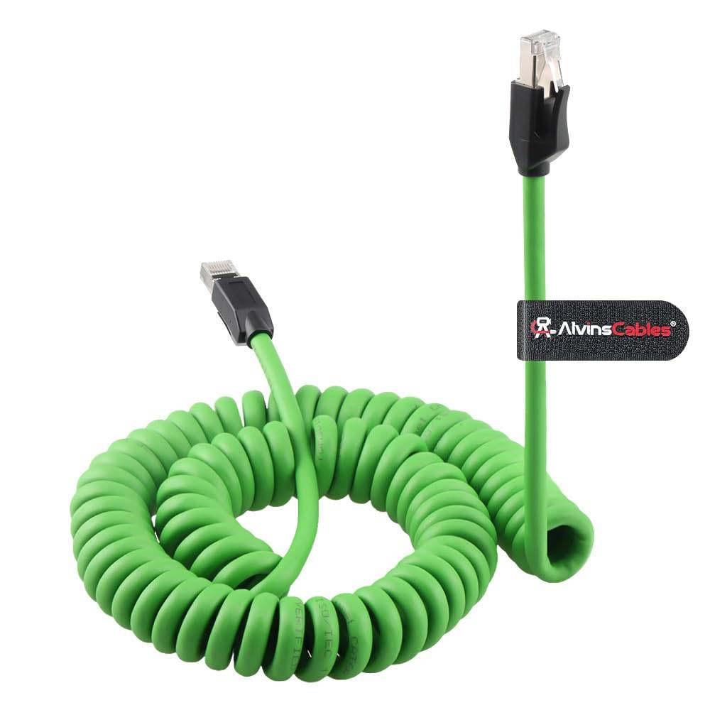 Alvin's Cables RJ45 以太网线，CAT6A 屏蔽工业级 Profinet 线缆，高柔性拖链式高速镀金连接器，适用于 PLC、机器人和运动控制，长度 3.15-4.92 英尺/96-150 厘米，绿色