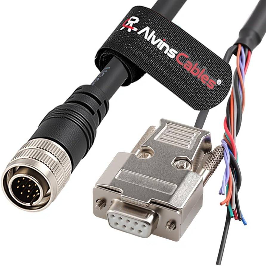 Cable de control de alimentación Kence de Alvin's Cables para escáner SR-2000/SR-1000, adaptador Hirose de 12 pines a D-Sub de 9 pines compatible con OP-87527/87528/87529, cadena portacables de alta flexibilidad de 1 m/3,3 pies.