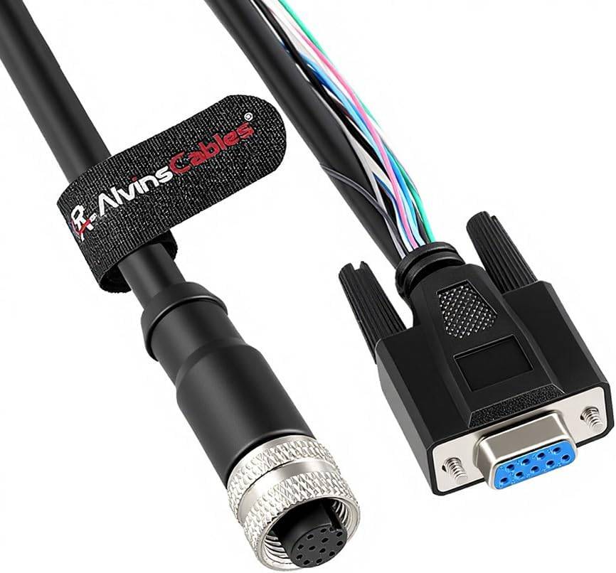 Cable de control Alvin's Cables para lector de código de barras Keyence SR-X AI, M12 A-Code hembra de 12 pines a DB9 hembra, reemplazo para OP-88681, OP-88682 y OP-88683, cadena portacables de alta flexibilidad, 2 m/6,56 pies
