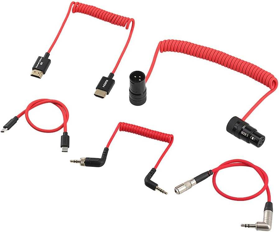 Alvin's Cables 佳能 C50 相机线缆套装,包含 8K HDMI 2.1 线缆、USB-C PD 电源线、DIN 转 3.5mm 时间码线缆、XLR 3 针和锁定式 TRS 音频线缆,以及完整的相机连接套件。