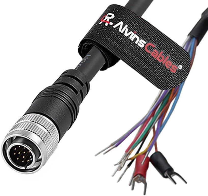 Cable de control de E/S Keyence de Alvin's Cables para escáner SR-2000/SR-1000, Hirose de 12 pines a extremo abierto, compatible con OP-87353/87354/87355, cadena portacables de alta flexibilidad, 1 m/3,3 pies