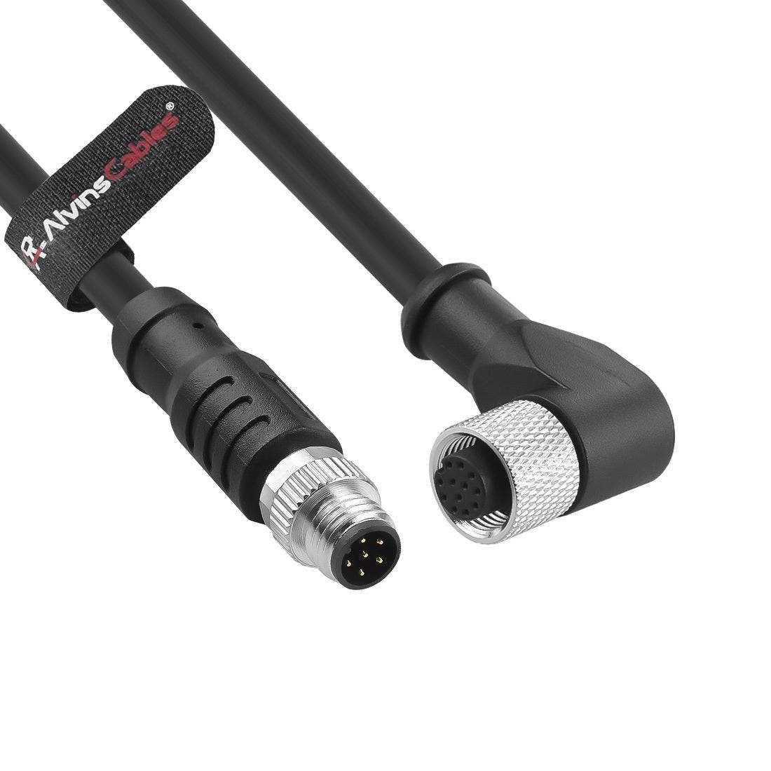 Alvin's Cables Livox Mid-360 LiDAR to Unitree Go2 Robot Dog Cable, M12 A-Code 12-Pin Female to M8 6-Pin Male, LiDAR Power & Data Cord for Robotics, 3D Sensing Applications, 10cm / 3.93in